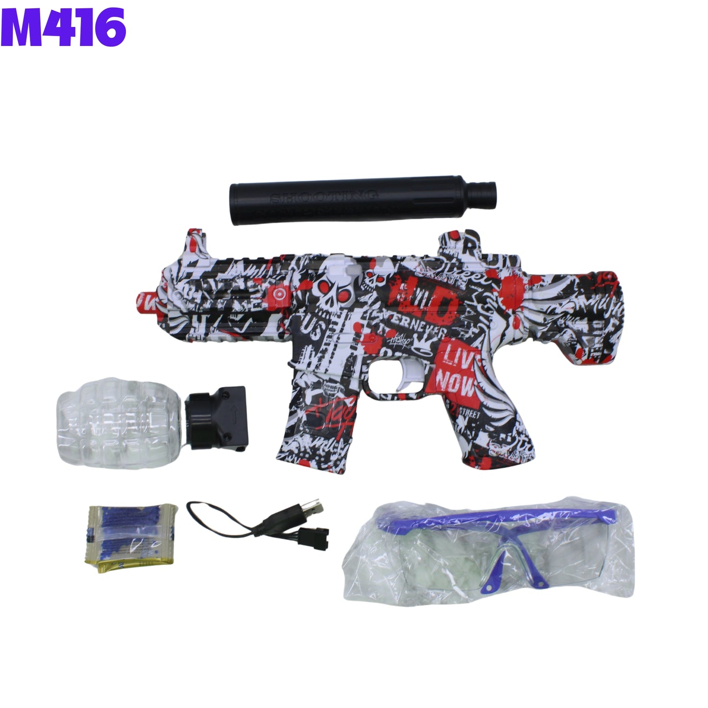 M416 Hidrogel + Silenciador y Gafas de Proteccion