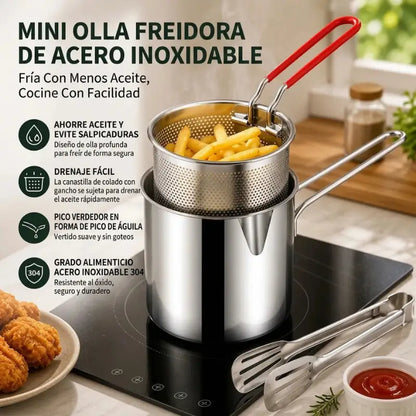 Freidora Compacta de Acero Inoxidable - Capacidad de 1,2 Litros