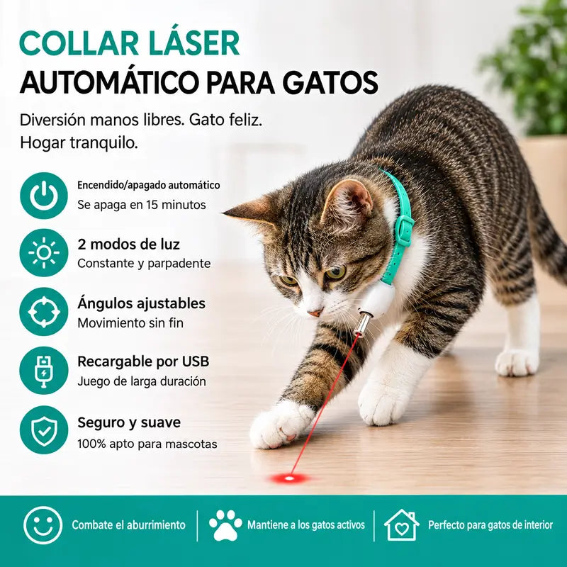 Collar Láser para Gatos - Despierta el cazador que lleva dentro
