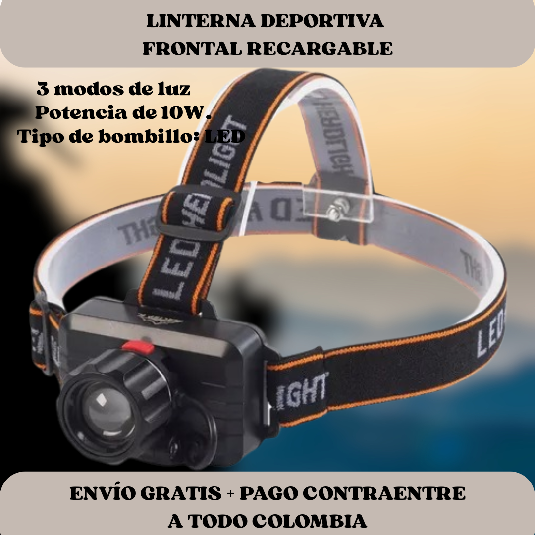 Linterna Deportiba Frontal Recargable