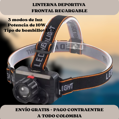 Linterna Deportiba Frontal Recargable